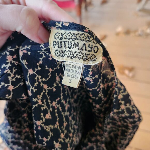 Vintage 1990's Black Floral Rayon Maxi Dress by Putumayo - Picture 13 of 13